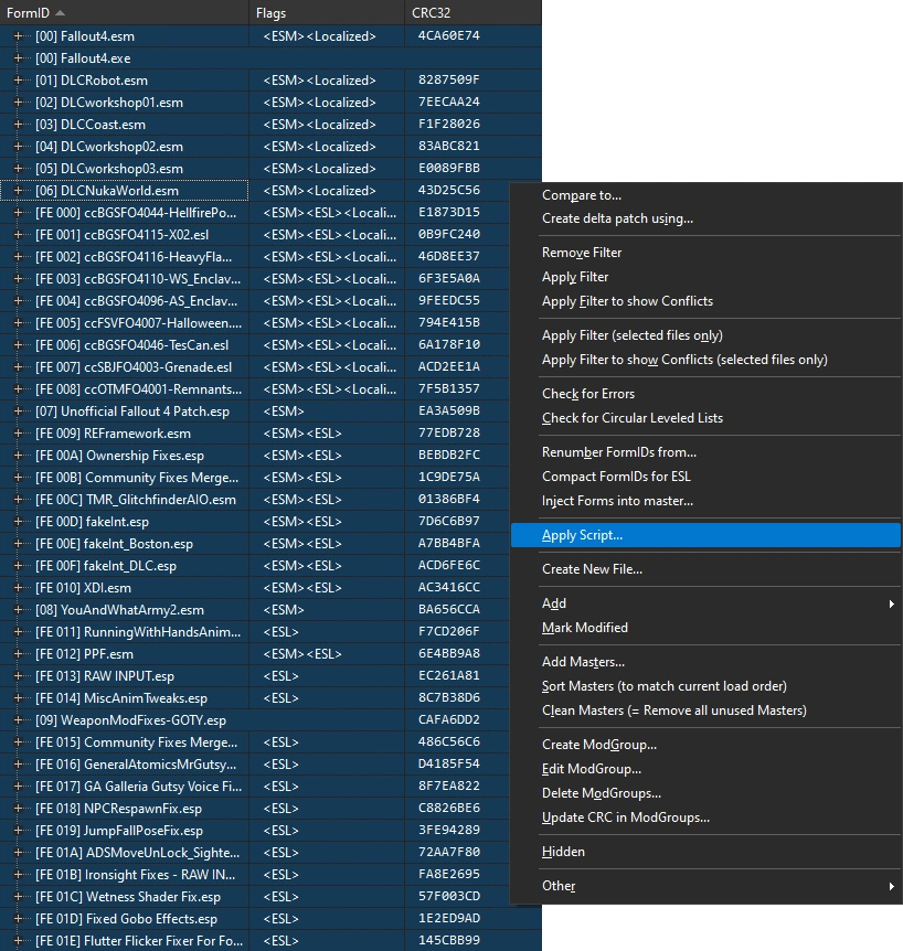 Apply a script to the entire load order